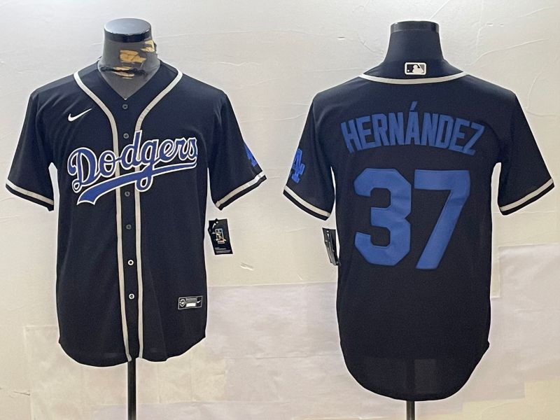 Men Los Angeles Dodgers #37 Hernandez Black Game 2024 Nike MLB Jersey style 1121